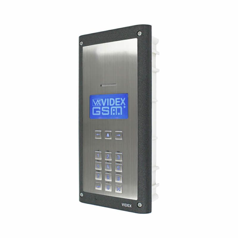 Videx 4G GSM intercom panel with name-scroll buttons, LCD display, keypad and proximity reader