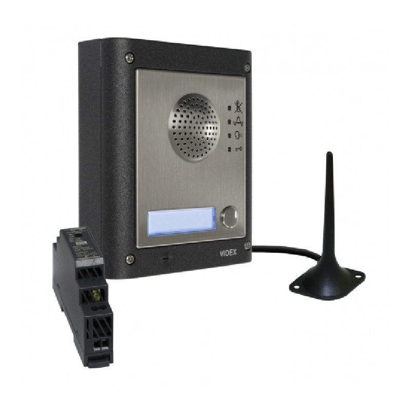 Videx one-button 4G GSM audio intercom panel with antenna and power supply